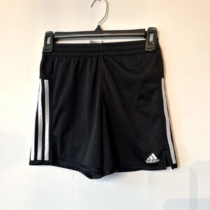 Adidas girls Black athletic Shorts white side strip.  Size M​
